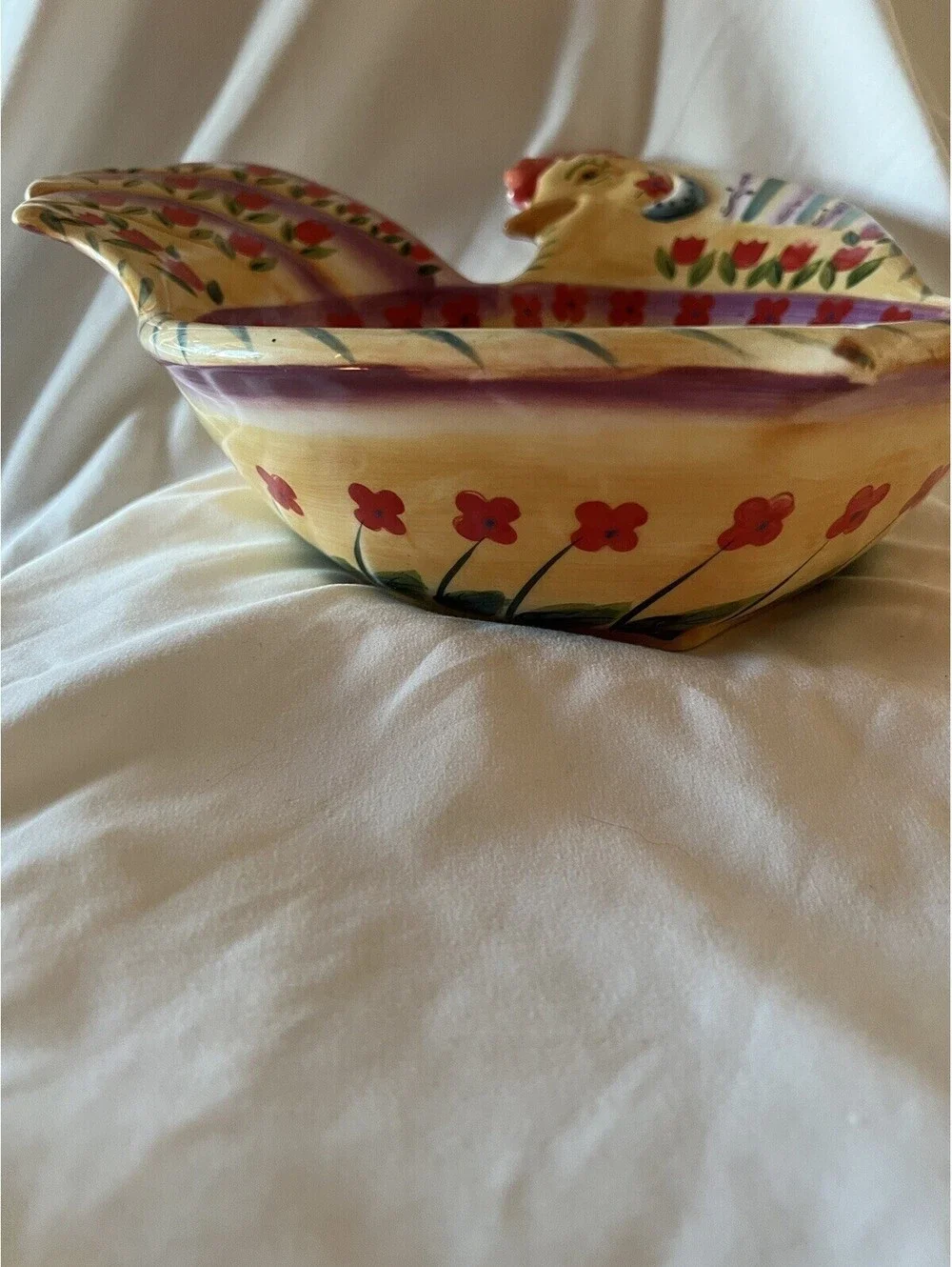 Fontana Hand Painted Tabletops Unlimited Rooster Bowl 10”